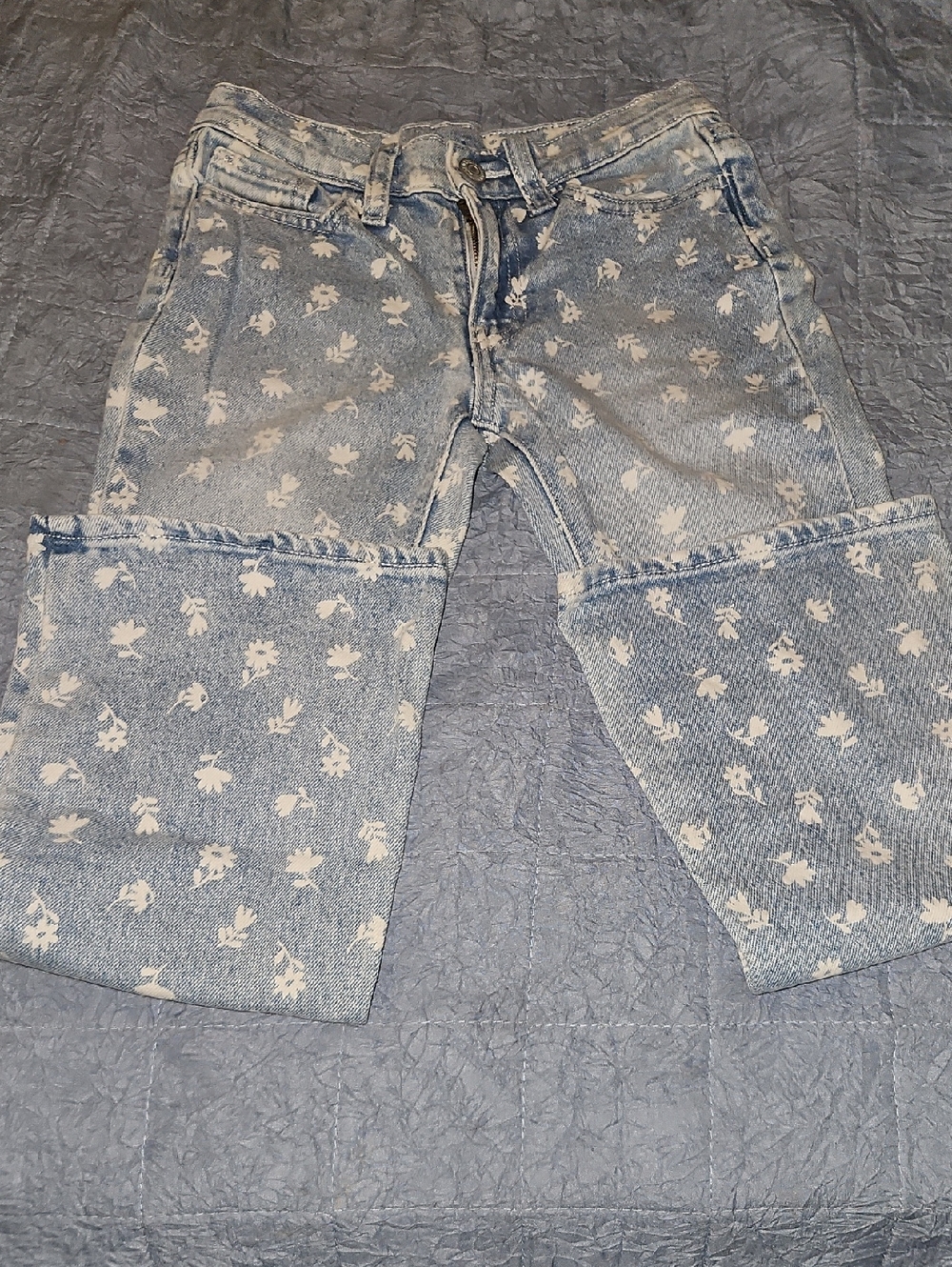 Old Navy Light Blue Floral Wide Leg Jeans